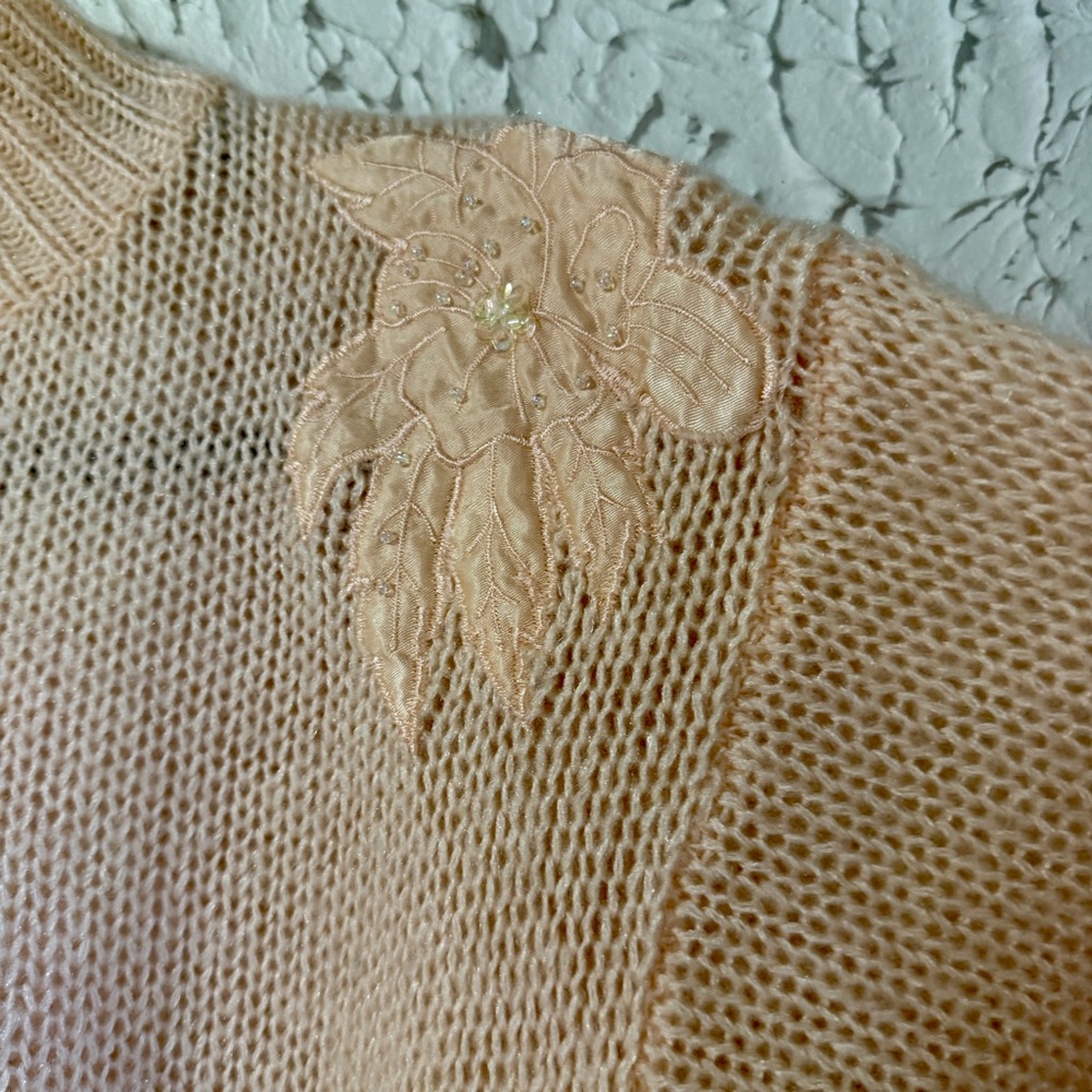 Vintage Peach Women's Turtleneck Sweater with Shoulder Embellishments - Picture 3 of 7